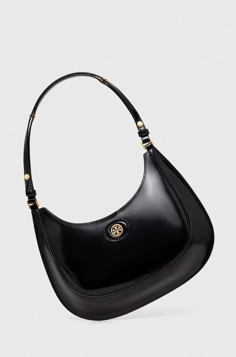 Δερμάτινη τσάντα Tory BurchRobinson Spazzolato χρώμα: μαύρο 154729.001