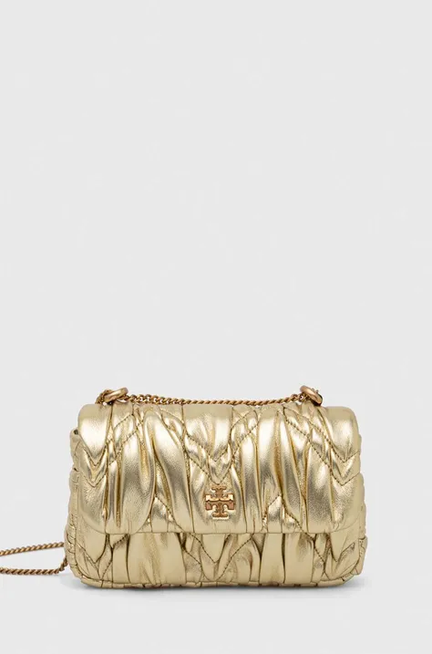 Kožená kabelka Tory Burch Kira Metallic Diamond zlatá farba, 156840.700