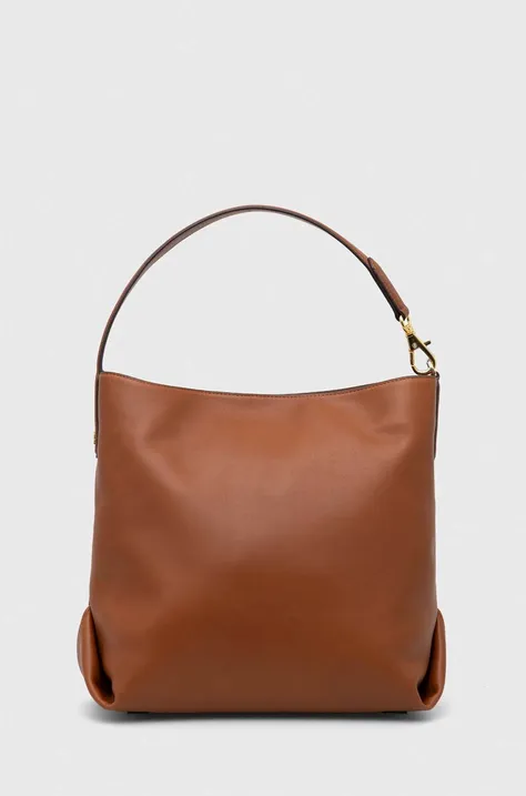 Kožna torba Lauren Ralph Lauren boja: smeđa