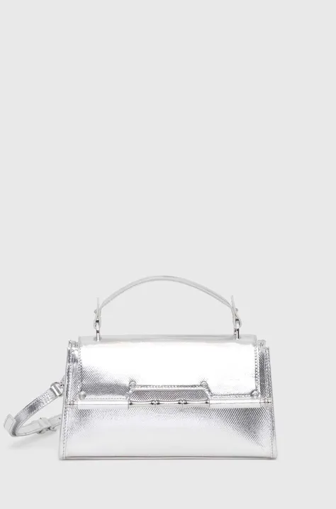 Kožená kabelka Guess IRIS stříbrná barva, HWALYA L4180