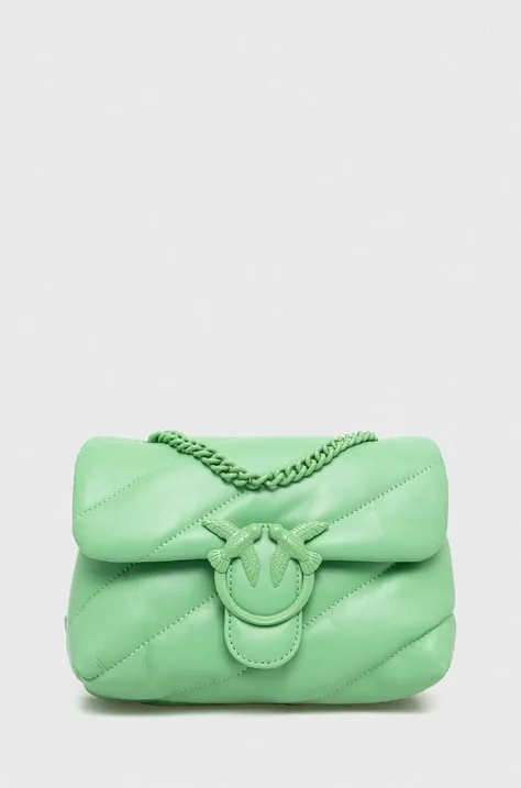 Kožená kabelka Pinko zelená farba, 100039.A1JO
