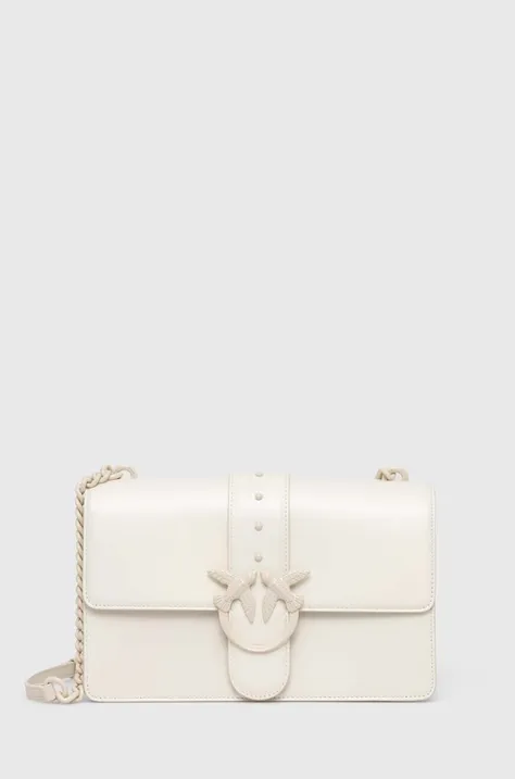 Δερμάτινη τσάντα Pinko χρώμα: άσπρο