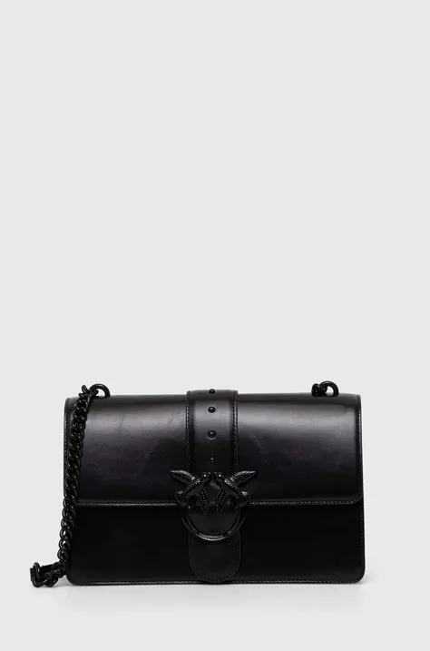 Usnjena torbica Pinko črna barva