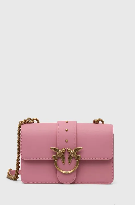 Pinko torebka skórzana kolor różowy