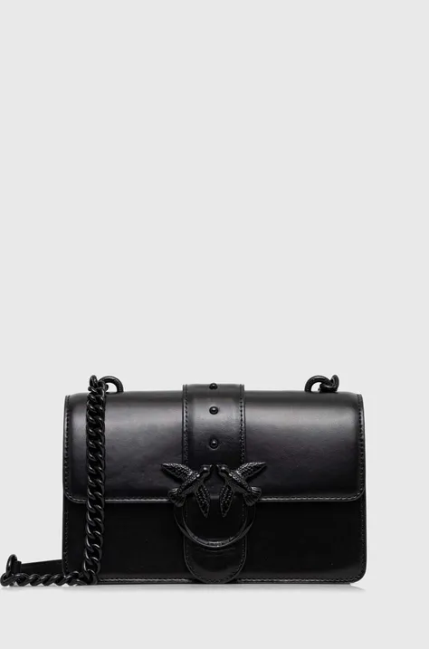 Δερμάτινη τσάντα Pinko χρώμα: μαύρο
