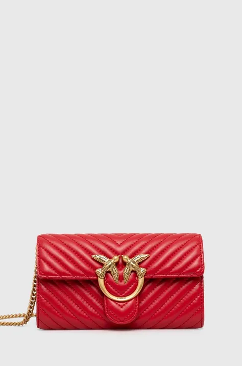 Kožená kabelka Pinko červená barva, 100062.A0GK
