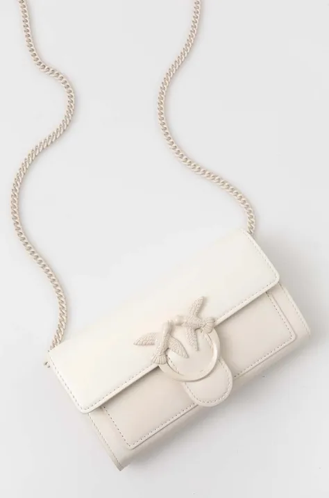 Шкіряний гаманець Pinko жіночий колір білий 100062 A124