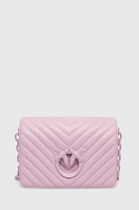 Pinko poseta de piele culoarea violet, 100067 A0VM