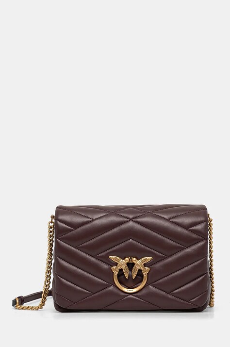 Pinko poseta de piele culoarea maro