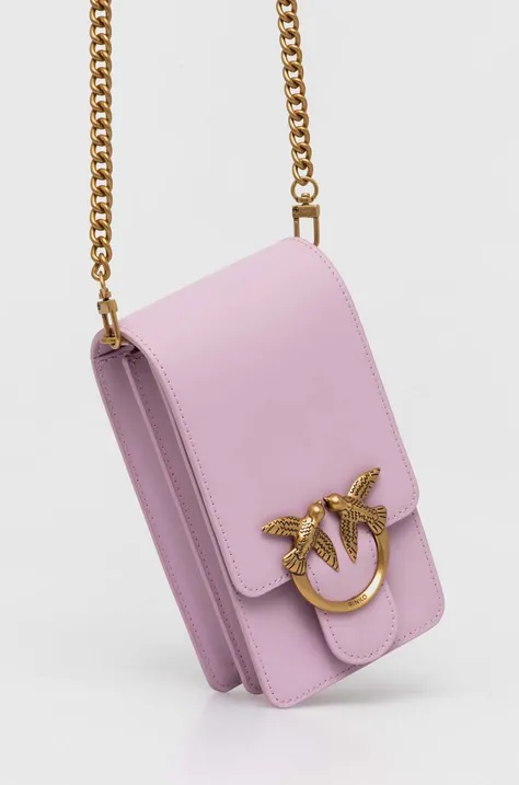 Кожаная сумочка Pinko цвет фиолетовый