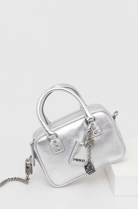 Шкіряна сумочка Pinko колір срібний 102791 A0F8