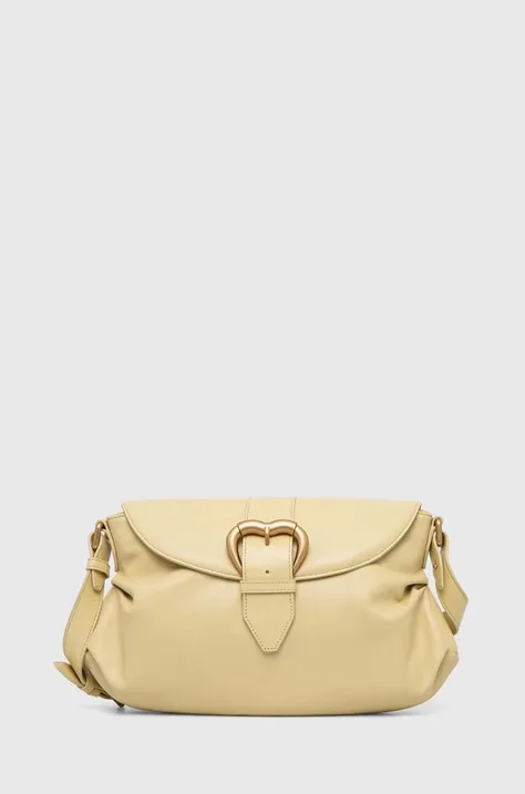Δερμάτινη τσάντα Pinko χρώμα: κίτρινο, 102801 A1MI