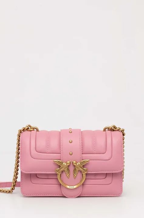 Δερμάτινη τσάντα Pinko χρώμα: ροζ, 102824 A1F1