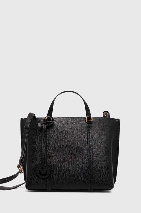 Pinko poseta de piele culoarea negru