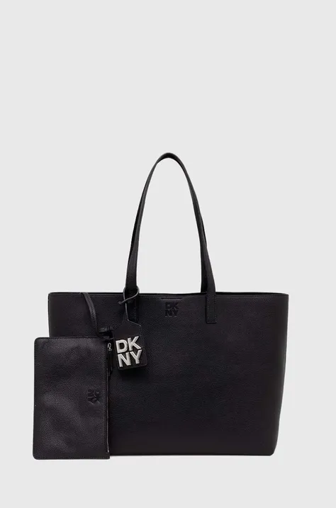 Usnjena torbica Dkny črna barva