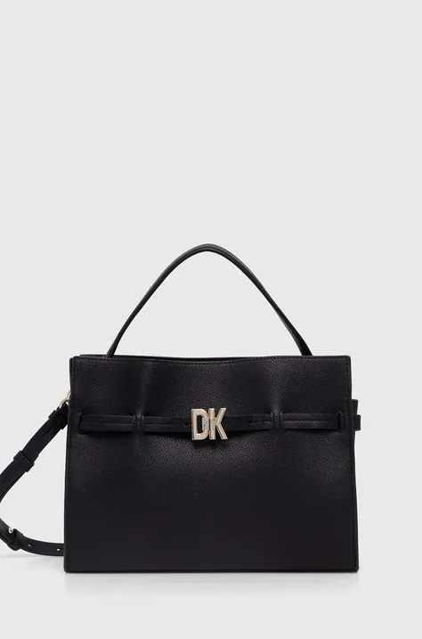 Δερμάτινη τσάντα Dkny χρώμα: μαύρο, R413KB93