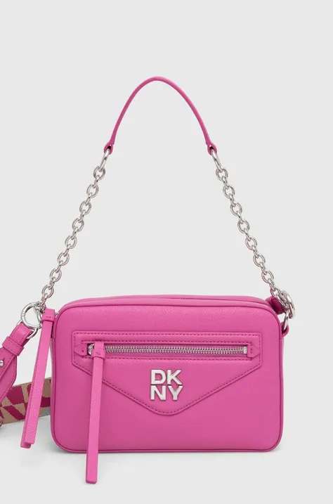 Usnjena torbica Dkny roza barva