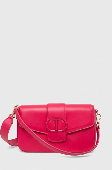 Kožená kabelka Twinset ružová farba