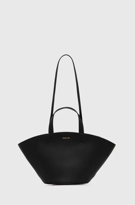 Δερμάτινη τσάντα Patrizia Pepe χρώμα: μαύρο