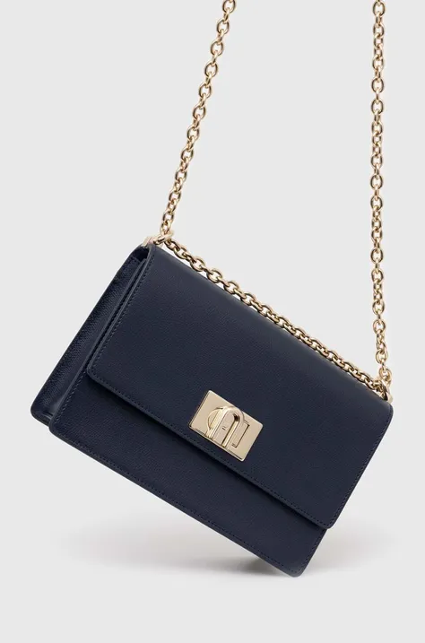 Furla borsa a mano in pelle colore blu navy