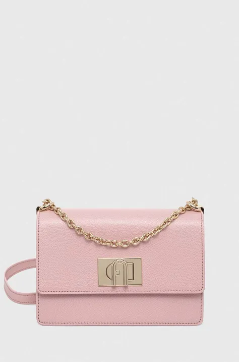 Kožená kabelka Furla ružová farba