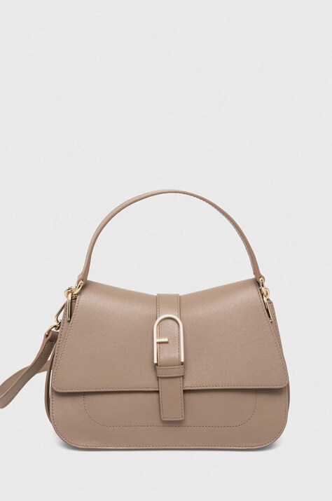 Furla poseta de piele Flow culoarea bej