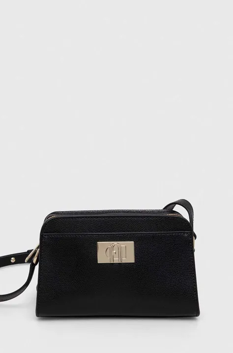 Kožená kabelka Furla čierna farba
