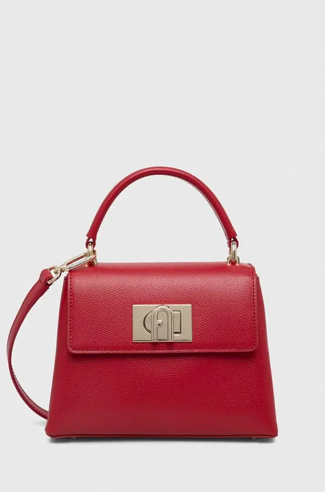 Кожаная сумка Furla цвет красный