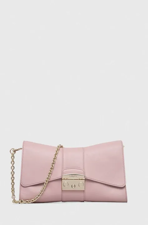 Δερμάτινη τσάντα Furla χρώμα: ροζ