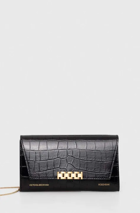 Usnjena torbica Victoria Beckham črna barva
