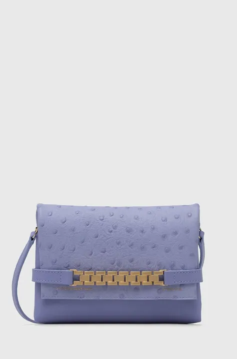Usnjena torbica Victoria Beckham vijolična barva