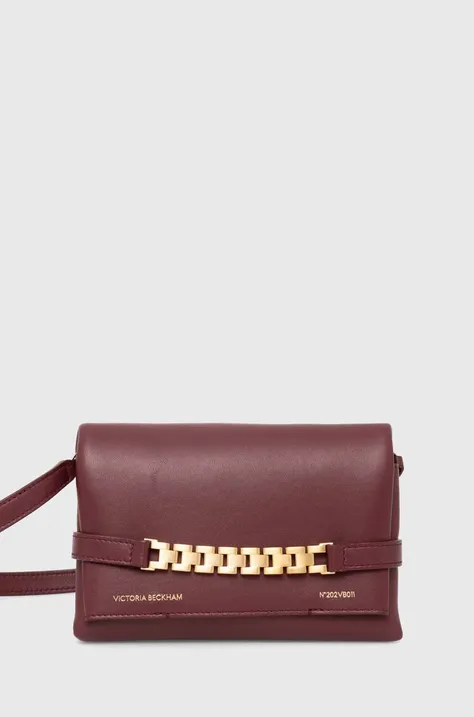 Δερμάτινη τσάντα Victoria Beckham χρώμα: καφέ, B423AAC005135B