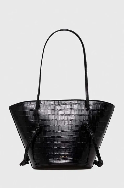 Kožená kabelka Alohas čierna farba