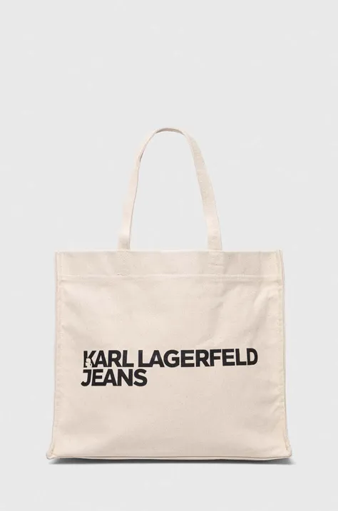 Kabelka Karl Lagerfeld Jeans béžová farba