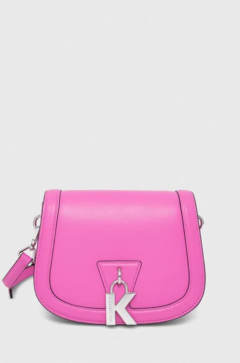 Δερμάτινη τσάντα Karl Lagerfeld χρώμα: ροζ