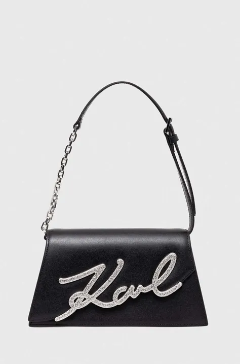 Δερμάτινη τσάντα Karl Lagerfeld χρώμα: μαύρο