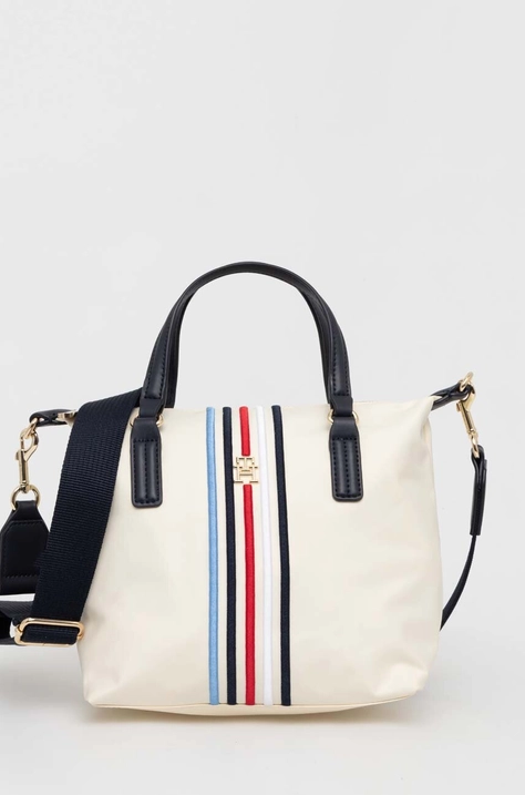 Τσάντα Tommy Hilfiger χρώμα: μπεζ, AW0AW15986