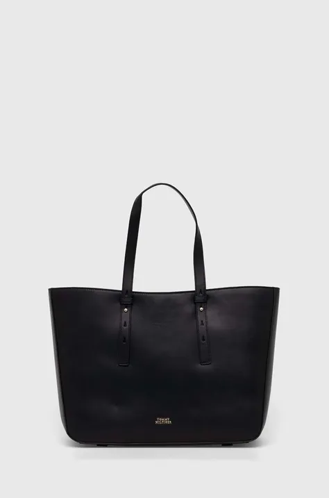 Usnjena torbica Tommy Hilfiger črna barva, AW0AW15990