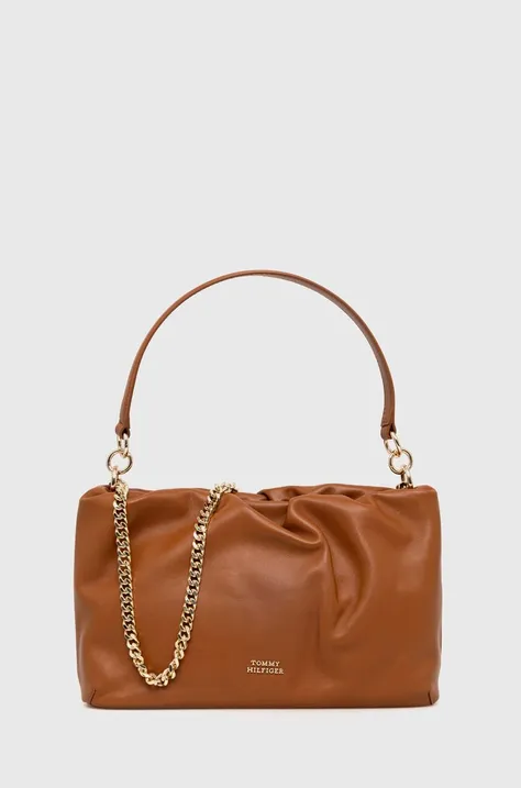 Шкіряна сумочка Tommy Hilfiger колір коричневий