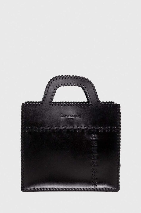 Lovechild poșetă de piele culoarea negru 5794197