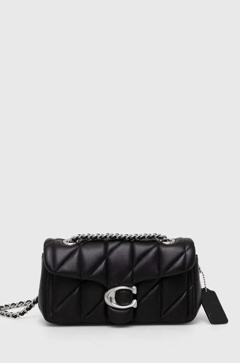 Δερμάτινη τσάντα Coach Tabby χρώμα: μαύρο