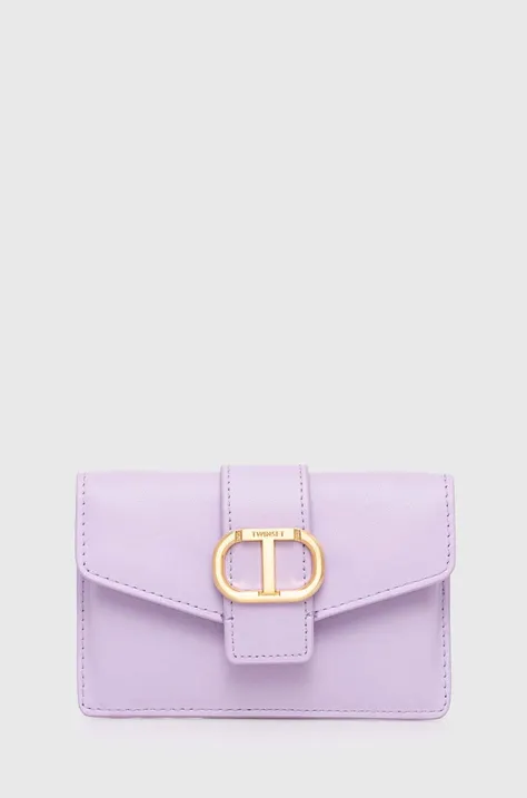 Шкіряний гаманець Twinset жіночий колір фіолетовий
