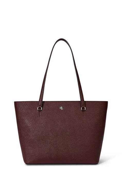 Lauren Ralph Lauren Torebka shopper damska skórzana bordowa 431924351