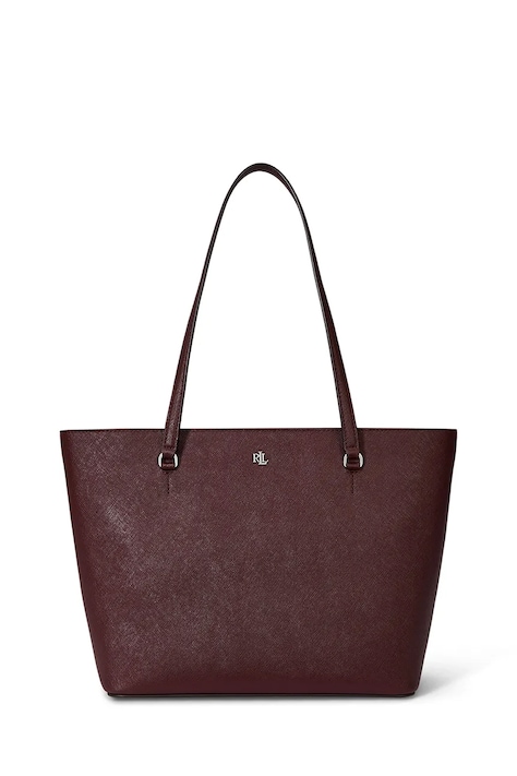 Lauren Ralph Lauren Torebka shopper damska skórzana bordowa 431924351