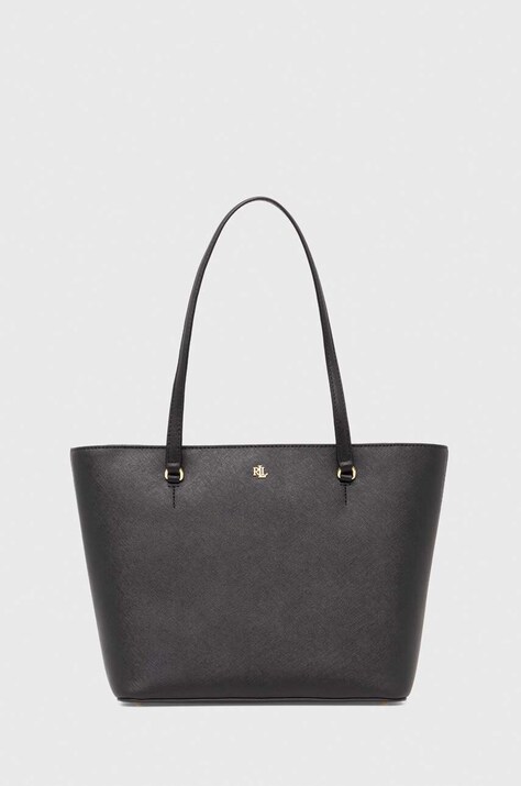 Lauren Ralph Lauren poseta de piele culoarea negru, 431924351