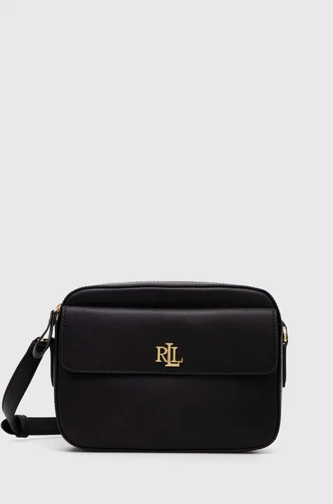 Usnjena torbica Lauren Ralph Lauren črna barva, 431926645
