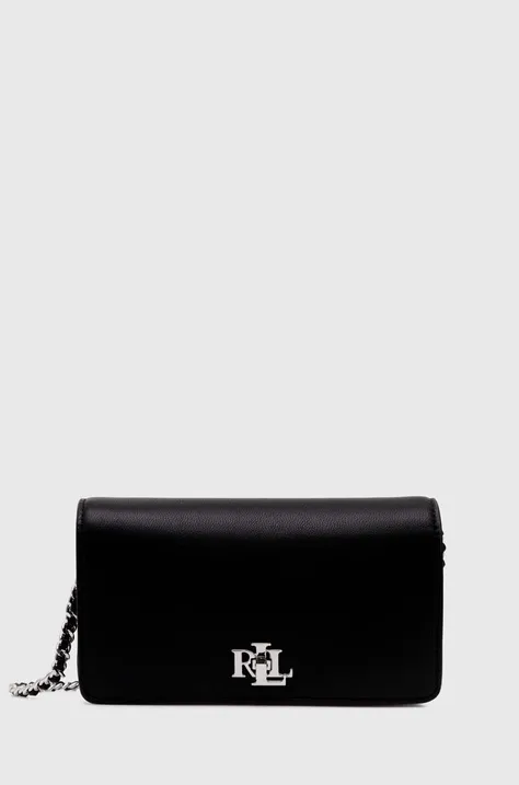 Kožená kabelka Lauren Ralph Lauren čierna farba, 432935226
