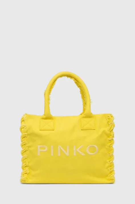 Βαμβακερή τσάντα Pinko χρώμα: κίτρινο, 100782 A1WQ