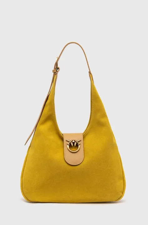 Τσάντα σουέτ Pinko χρώμα: κίτρινο, 103275 A0YG