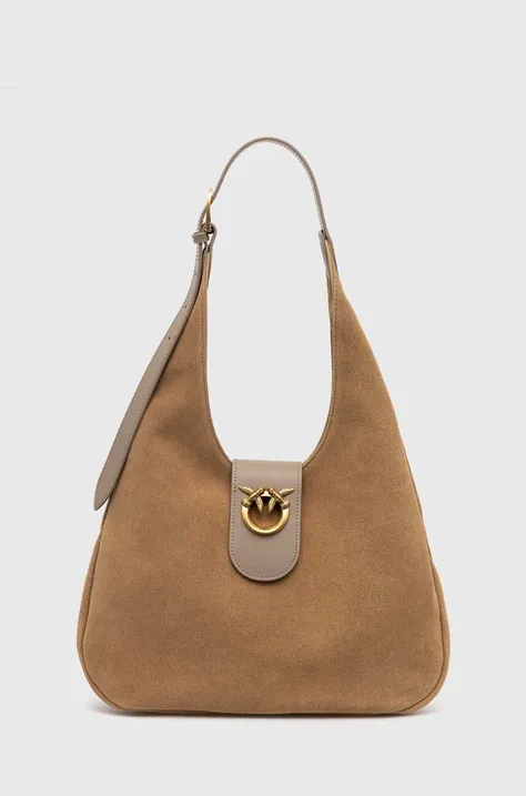 Τσάντα σουέτ Pinko χρώμα: καφέ, 103275 A0YG